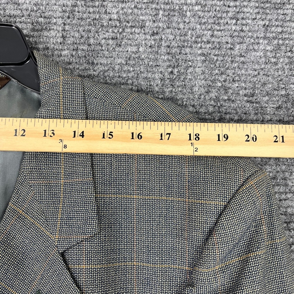 Bill Blass Windowpane Gorpcore Preppy Plaid Wool Blazer Jacket Mens 42 - Picture 12 of 14